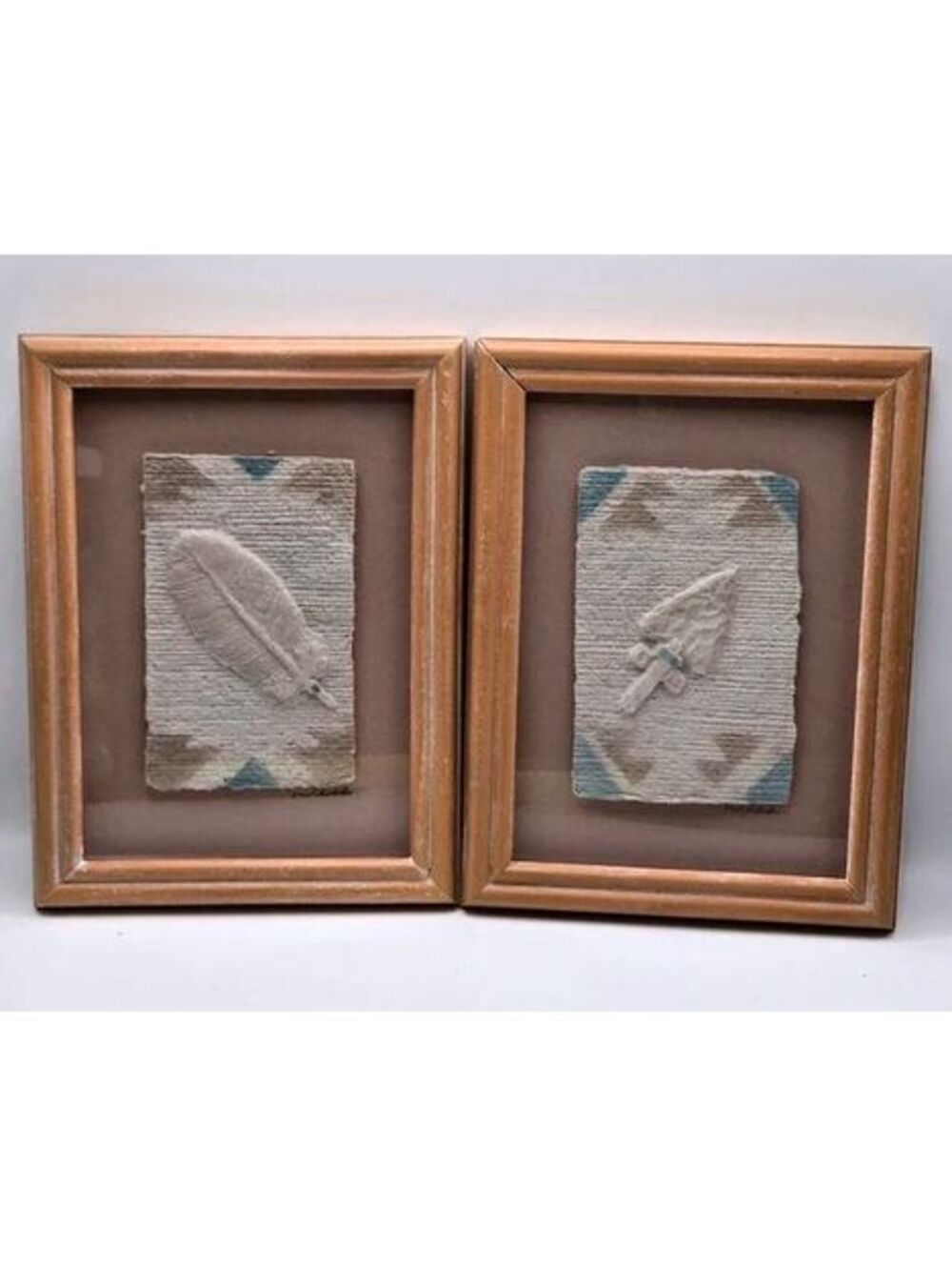 FIGI Graphics Southwest Navajo Pueblo Wess 3D Wet Cast Paper Art Signed Set of 2